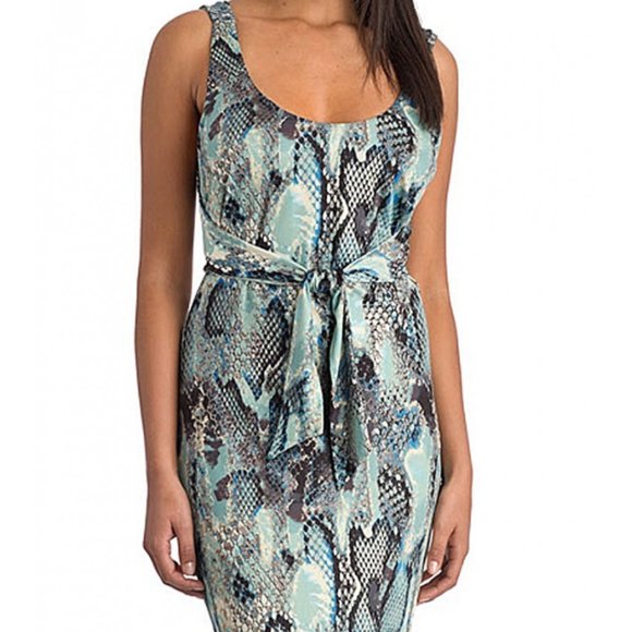 Marisa Kenson Teal Black Snakeskin Print Sleeveless Cut-Out Maxi Dress - XS NWT - Picture 5 of 13